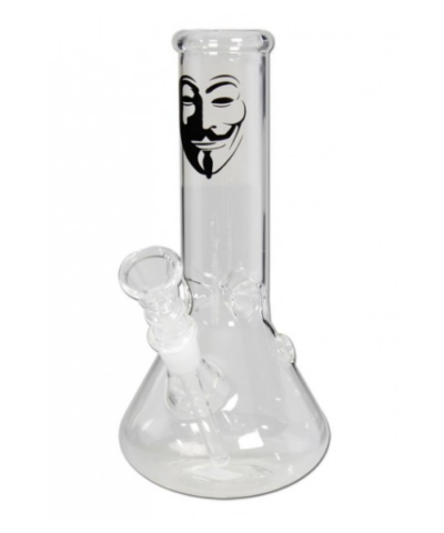 Glas bong med Anonymous ansigt design