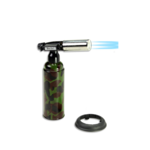 Camouflage gasbrænder med blå flamme.