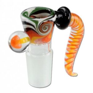 Bonghoved i pustet glas med hvirvelmønster Ø20 fra Black Leaf.