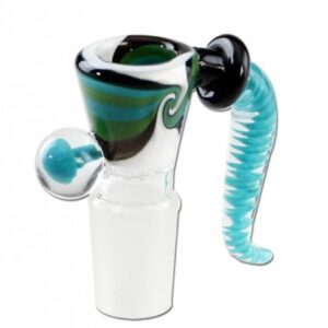 Black Leaf bonghoved i glaspustet hvirvelmønster Ø17, stilfuldt og unikt.