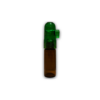 Grøn og brun glas Masterblaster opbevaringsbeholder med skrue top for pulver.