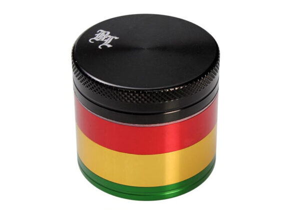 4-delt aluminium grinder i rasta-design, effektiv og flot grinder