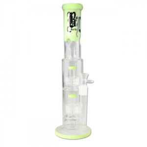 BL Ice bong med 2x drum percolator, grøn design, optimal filtrering og køling.