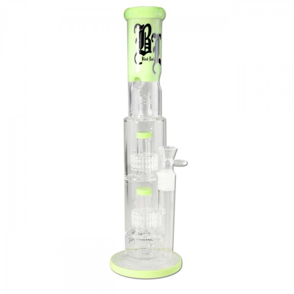 BL Ice bong med 2x drum percolator, grøn design, optimal filtrering og køling.