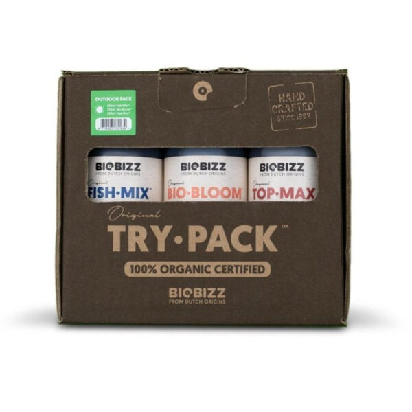 Biobizz Trypack Outdoor, komplet sæt med økologisk gødning, 3 flasker á 250 ml.