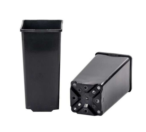 Høj firkantet plantepotte 1.7L (10.5x10.5x21cm), ideel til dybe rødder."