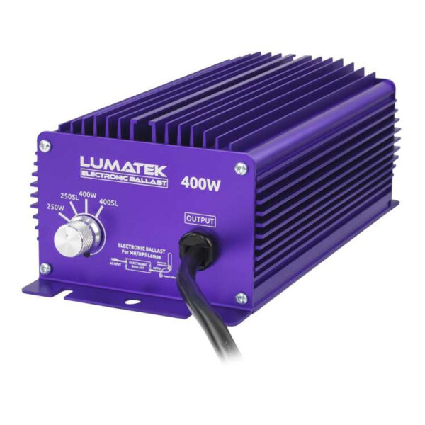 Lumatek 400W Super Lumen elektronisk ballast, designet til effektiv strømstyring af HPS og MH lamper.
