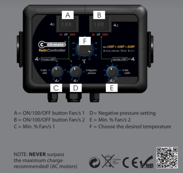 Cli-mate | TWIN-CONTROLLER temperatur- og ventilatorregulator 4 - 8A - Image 2