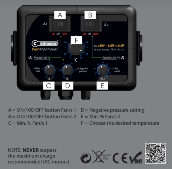 Cli-mate | Twin controller temperatur- og ventilatorhastighedsregulator 12 / 24A - Image 2