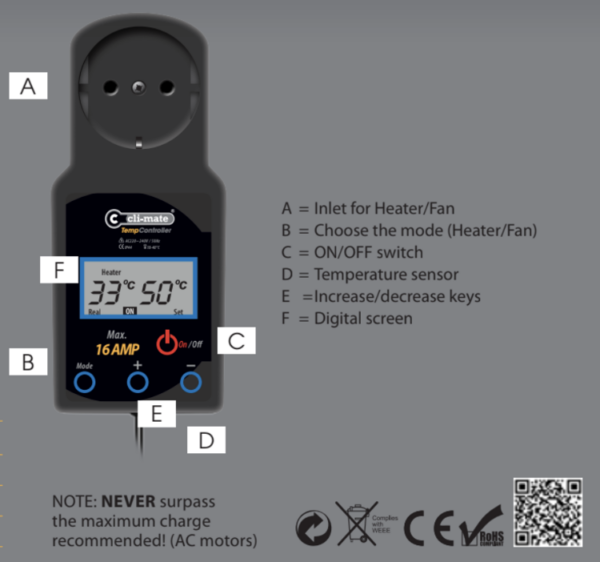 Cli-mate | TE-16 temperaturregulator med sensor - Image 2