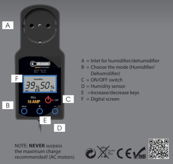 Cli-mate | HU-16 fugtighedsregulator med sensor - Image 2