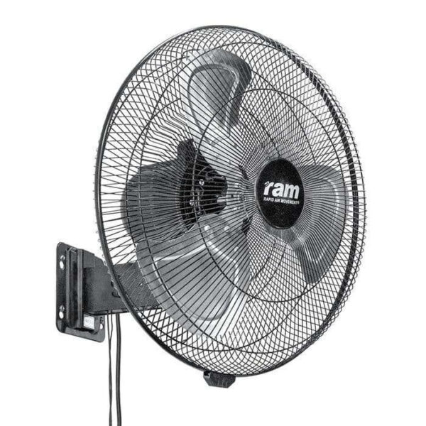 RAM vægblæser, 18", med justerbare hastigheder, designet til effektiv ventilation i vækstrum eller hjem.