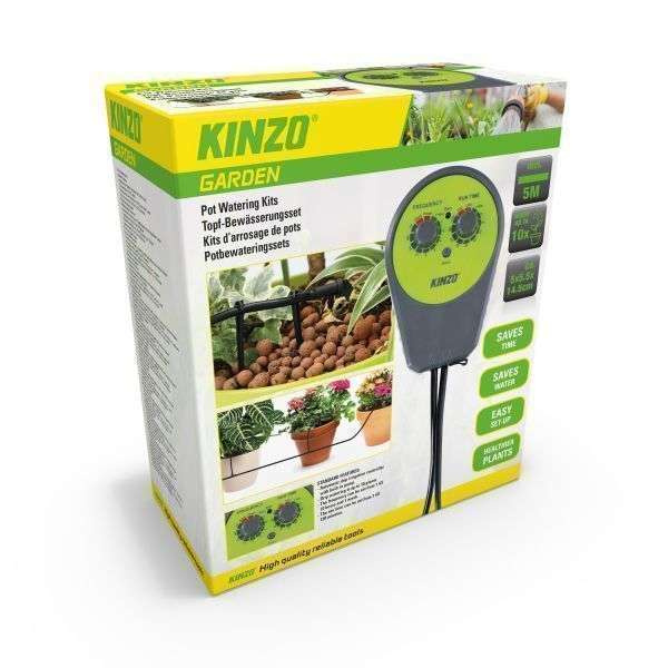 Kinzo Garden automatisk vandingssystem til 10 planter, designet til effektiv og tidsbesparende vanding.