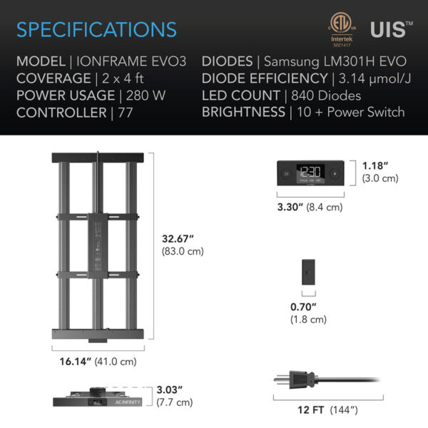 AC Infinity | EVO3 280W Full Spectrum LED Grolys - Image 7