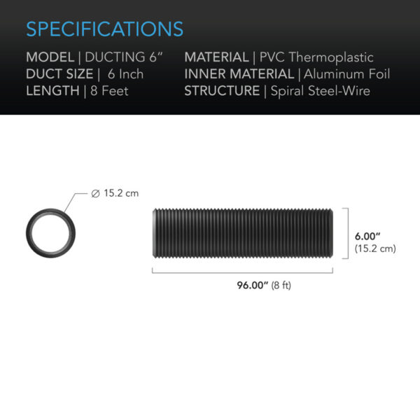 AC Infinity | fleksibel firelags ventilationskanal 150mm/2,43m - Image 5