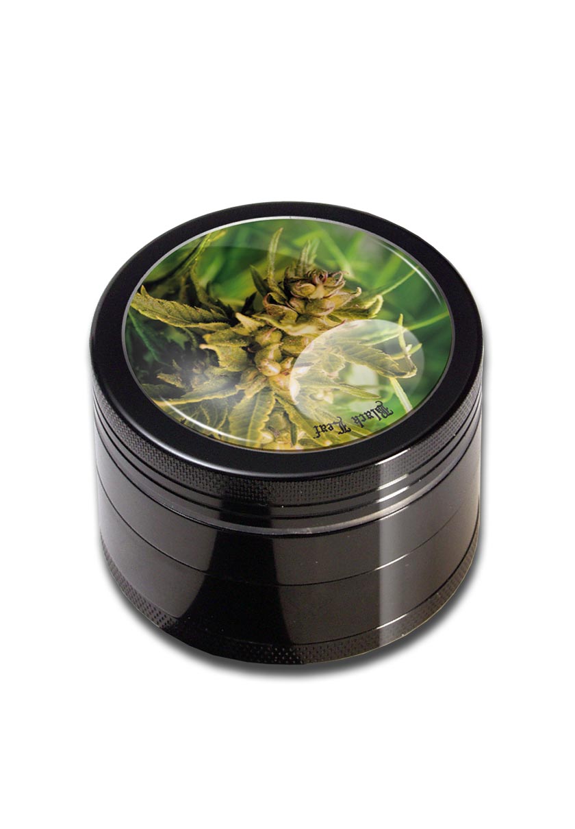 Black Leaf | Bud alu-grinder 4-delt (sort) - Subseed.dk