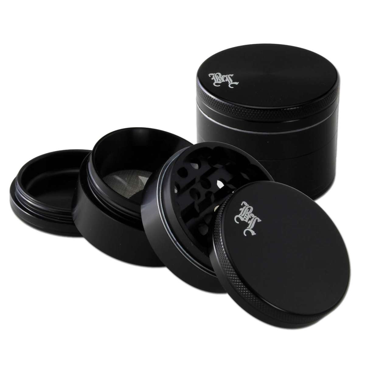 Black Leaf | Klassisk alu-grinder 4-delt (sort) - Subseed.dk