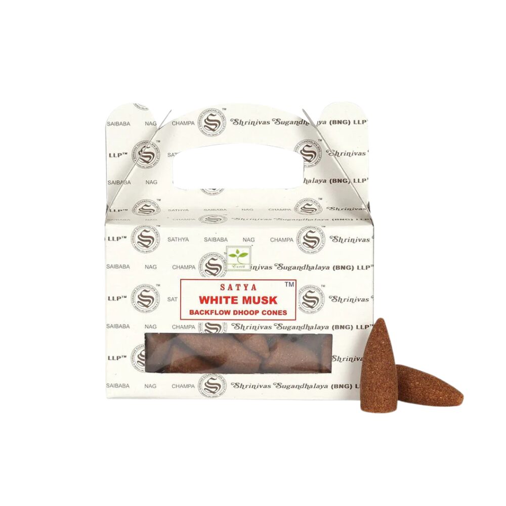 Satya | Røgelseskegler – White Musk Backflow Dhoop