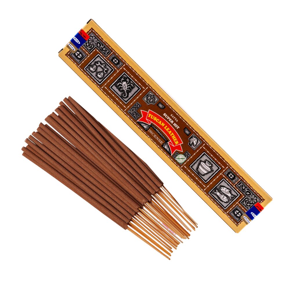 Satya | Røgelsespinde – Super Hit Tuscan Leather – 15 g