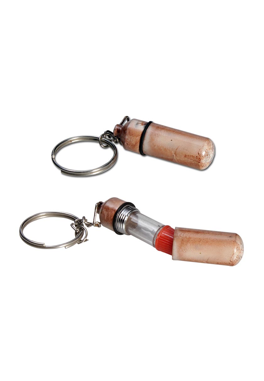 Skjulekasse – nøglering med mini-flaske (assorteret) - Subseed.dk